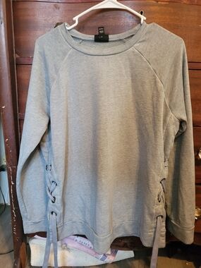 Cozy Gray Lace-Up Sweatshirt